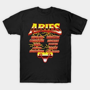 Aries Retro 90s Band Zodiac Birthday Traits Lightning T-Shirt